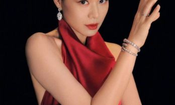 胡杏儿红色礼服盘发造型优雅曼妙